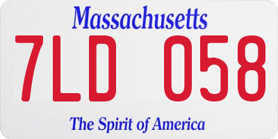 MA license plate 7LD058