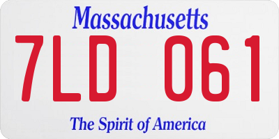 MA license plate 7LD061