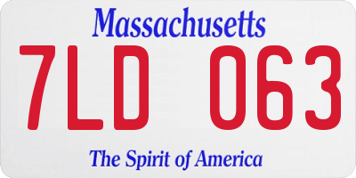 MA license plate 7LD063