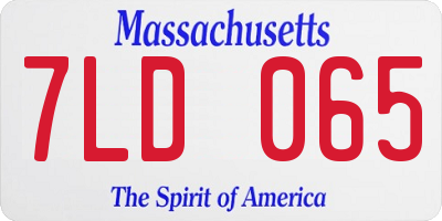 MA license plate 7LD065