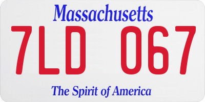 MA license plate 7LD067
