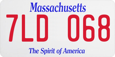 MA license plate 7LD068