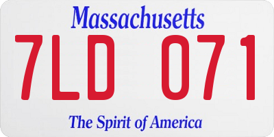 MA license plate 7LD071