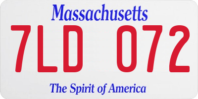 MA license plate 7LD072