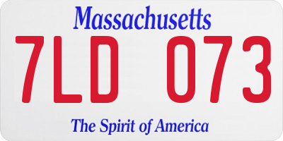 MA license plate 7LD073