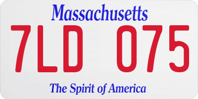 MA license plate 7LD075