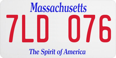 MA license plate 7LD076