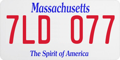 MA license plate 7LD077
