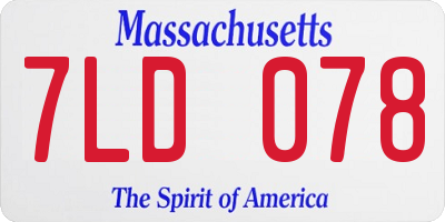 MA license plate 7LD078