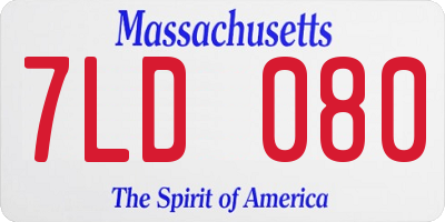 MA license plate 7LD080