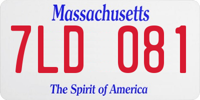 MA license plate 7LD081
