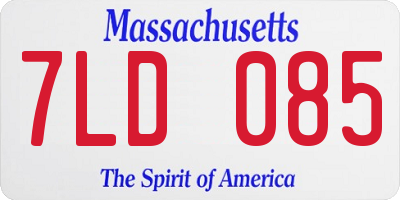 MA license plate 7LD085