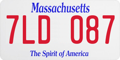 MA license plate 7LD087