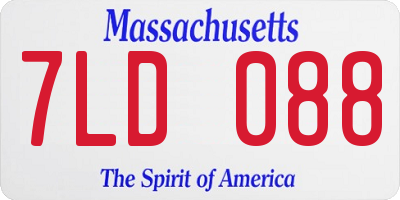MA license plate 7LD088