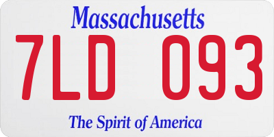 MA license plate 7LD093