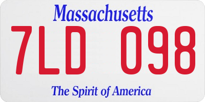 MA license plate 7LD098