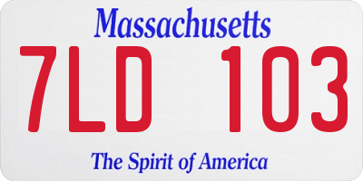 MA license plate 7LD103