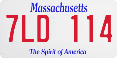 MA license plate 7LD114