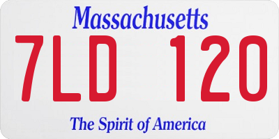 MA license plate 7LD120