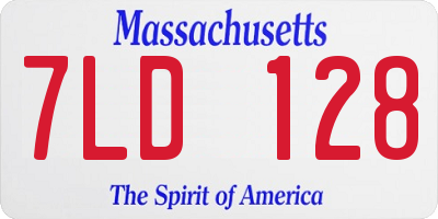 MA license plate 7LD128