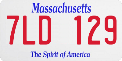 MA license plate 7LD129