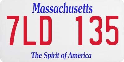 MA license plate 7LD135