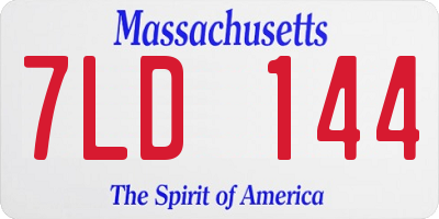 MA license plate 7LD144