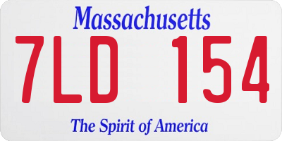 MA license plate 7LD154