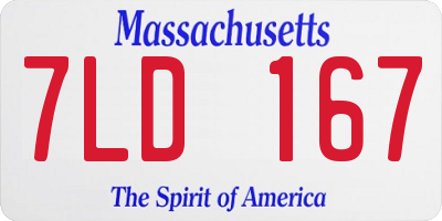 MA license plate 7LD167