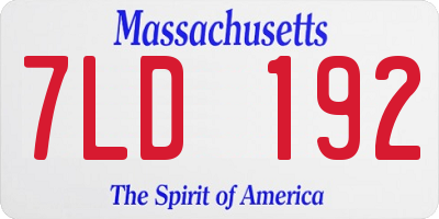 MA license plate 7LD192
