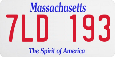 MA license plate 7LD193