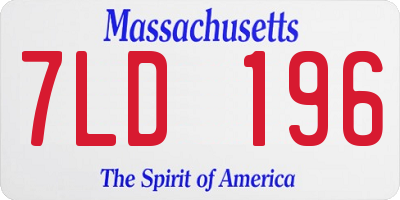 MA license plate 7LD196