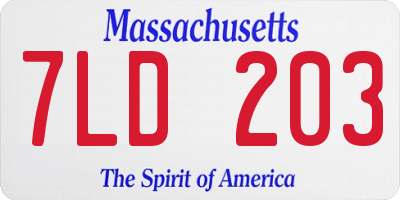 MA license plate 7LD203