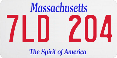 MA license plate 7LD204