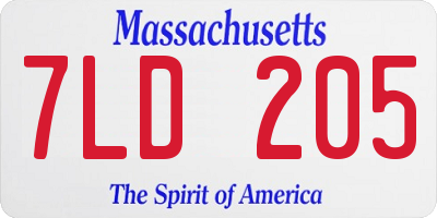 MA license plate 7LD205