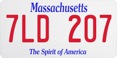 MA license plate 7LD207