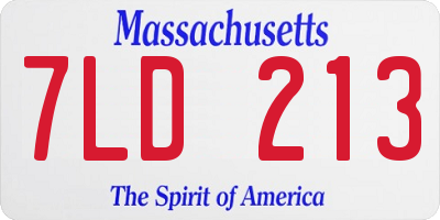 MA license plate 7LD213