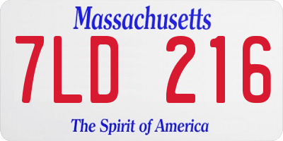 MA license plate 7LD216