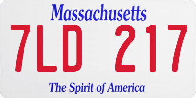 MA license plate 7LD217