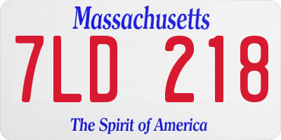 MA license plate 7LD218