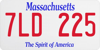 MA license plate 7LD225