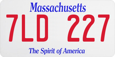 MA license plate 7LD227