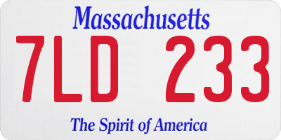 MA license plate 7LD233