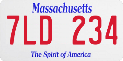 MA license plate 7LD234