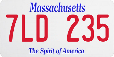 MA license plate 7LD235