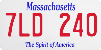 MA license plate 7LD240