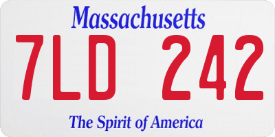 MA license plate 7LD242