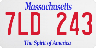 MA license plate 7LD243