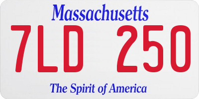 MA license plate 7LD250