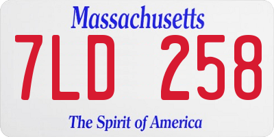 MA license plate 7LD258